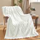 KMUSET White Fleece Blanket for Couch - Super Soft Cozy Luxury Throw Blankets for Women, Beautiful 3D Jacquard Gift Blanket for Girls, 50 x 60 Inches
