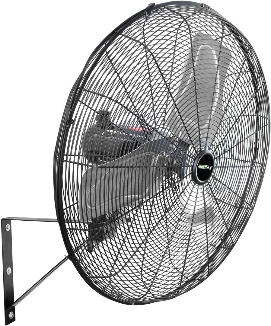 OEMTOOLS 24" Outdoor Wall Mount Fan, 80 Oscillating Fan 6800 CFM Max, Water Resistant, Use in Garage, Gym, Warehouse, Factory and Jobsite