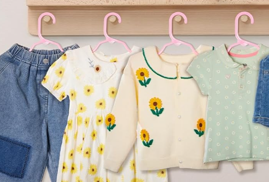 60 Pack White Baby Hangers 11.42 Inch - Kids Non-Slip Clothes Hangers for Infant & Child, Durable Plastic Children's Hangers for Closet, Pants, Coats, Skirts