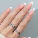 Anyos 16 Sizes French Tip Medium Almond Press on Nails,Soft Gel Fake Nails Glossy 30pcs with Nail Glue (Mocha French)