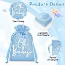 Sweetude Oh Baby Satin Drawstring Favor Bags, 25 Pack 5.1x7.1in Baby Shower Treat Bags for Guests, Gender Reveal Candy Party Supplies(Blue), 1 Count