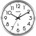 Sharp Atomic Analog Wall Clock - 12" Silver Brushed Finish - Sets Automatically- Battery Operated - Easy to Read - Easy to Use Modern Design and Style