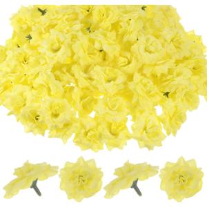 M METERXITY 100-Pack Artificial Roses Heads, Silk Faux Rose Head for Wedding/Bouquet/Flower Wall/DIY Crafts/Party Decoration, Fake Bloom Flower Heads Buds [Yellow]