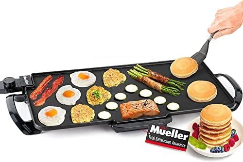 XL 24-Inch Pancake Griddle, Non-Stick Coated Electric Griddle with Removable Plate, Cool-Touch Removable Handles and Slide-Out Drip Tray 1800W, for Breakfast Pancakes, Burgers, Eggs, Black