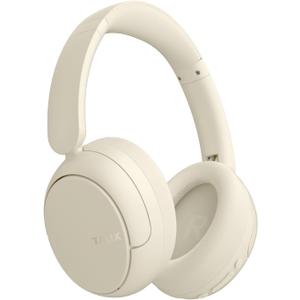 TALIX H30 Hybrid Active Noise Cancelling Headphones, 110H Playtime Hi-Res Audio Bluetooth 6.0 Wireless Over Ear ANC Headphones for Commute/Workout/Gym (Off-White)