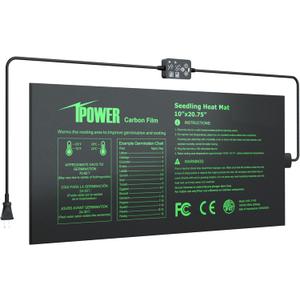 iPower Seedling Heat Mat for Plants with Dual Digital Temperature Controller, 10" x 20.75", Black