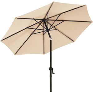 wikiwiki 11 FT Patio Umbrellas Outdoor Table Market Umbrella with Push Button Tilt/Crank,8 Sturdy Ribs, Fade Resistant Waterproof POLYESTER DTY Canopy for Garden, Lawn, Deck, Backyard & Pool, Beige