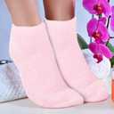 Janmercy 2 Pairs Aloe Socks Moisturizing Spa Infused Gel Sleeping Fuzzy Dry Feet Non Slip Lotion Socks for Women Men Repairing Softening Dry Cracked