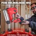 MtiolHig Cordless 2" Brad Nailer Compatible with Milwaukee Battery(No Battery), 2-in-1 Electric Nail Gun/Staple Gun, 18 Gauge Nail Gun Battery Powered with 1000 Nails for Wood Carpentry, 7.2LB