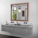 Amorho Bathroom Mirror, 40x36 Inch Wall Mirror, Walnut Wood Grain Metal Framed, Anti-Rust, Hang Horizontally/Vertically, Suitable for Bedroom, Farmhouse, Bathroom, Decorative