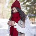 Aonal Womens Winter Scarf Cold Weather Thick Warm Cable Knit Wraps Chunky Large Soft Long Scarves