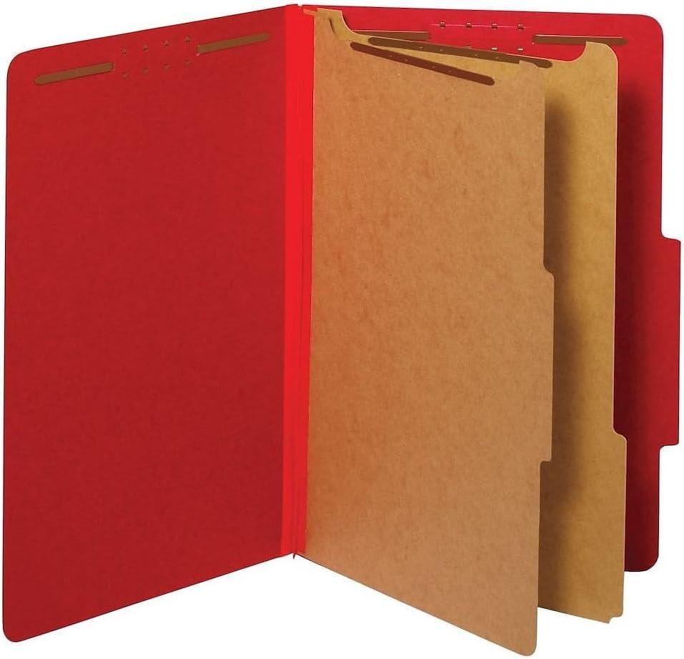 Pendaflex Classification Folders, Standard, 2 Dividers, Embedded Fasteners, 2/5 Cut Tab, Bright Red, Legal Size, 10/BX (29031P)