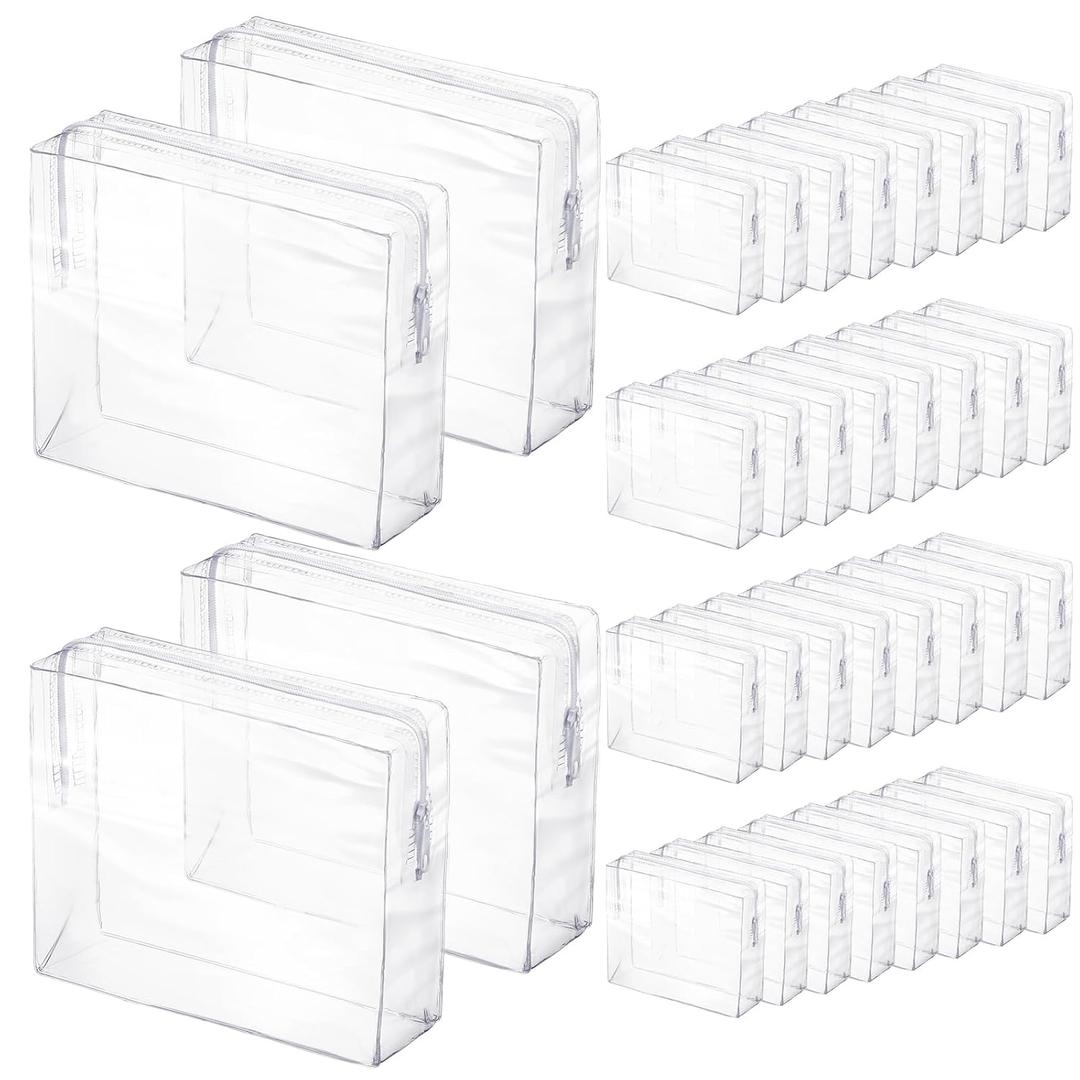 36 Pcs Mini Clear Makeup Bag Small Zipper Pouch Travel for Toiletries PVC Plastic Cosmetic Waterproof Toiletry for Women Men Vacation