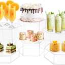 6 Pcs Buffet Risers, Dessert Stands, Acrylic Boxes for Display, Hexagonal Jewelry Showcase, Riser Display Cases Acrylic Display Base (Clear)
