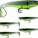 USA Bass Tackle Mag Shad - Scent Infused Magnum Paddle Tail Swimbaits Pre Rigged Fishing Lures Premium Bait with Strong Owner Hook, Fishing Gear for Giant Predator Fish (1/3oz - 3.5", Chart Electric Blue)