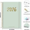 6 x 2026 Planner - Weekly and Monthly Planner, January 2026 to December 2026, Spiral Bound 2026 Calendar Planner Book, Inner Pocket, Perfect for Office Home School Supplies - A5 (6.3" x 8.5"), Mint