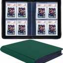 40 Pockets Graded Card Binder, Toploading PSA Slab Holder Album, PU Leather Graded Card Storage Binder, Premium 4 Pocket PSA Card Binder Album with Sleeves (Green)