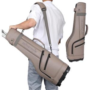 Golf Carry Bag PU Waterproof Small Lightweight Holds a Full Set of Clubs for Travel Driving Range Practice with Shoulder Strap Easy Transport for Women Men(Black) (Brown)