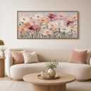 3D Framed Textured Pink Flower Canvas Wall Art 20x40In
