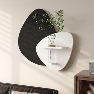 Cuspin 3D Textured Black and White Wall Art with Vase and Shelf, Minimalist Abstract Japandi Paintings Wall Decor, Modern Artwork for Living Room Dining Bedroom Hallway Office Bathroom Home Decor, 24"W x 24"H