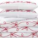 Peri Home Red Bows Bedding 100% Cotton 3-Piece Comforter Set, Full/Queen