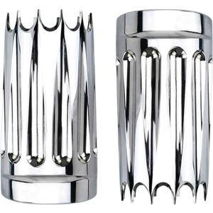 Motorcycle Upper Fork Boot Slider Covers Front Fork Boot Slider Covers Fit For Harley Touring Street Glide Road Glide Electra Glide Road King Trike 1980-2024 (Chrome-B)