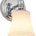 Wall Sconces, Traditional Chrome 1 Light Sconce, Wall Light with Opal Glass Shade for Bedroom Bathroom Living Room & Hallway Vanity Lighting Fixture