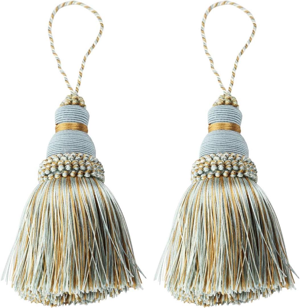 Colorful Tassel Key Tassel DIY Accessories for Curtain and Home Decoration-Mix blue-2PCS