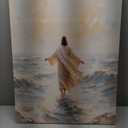 Jesus Walks On Water Canvas Wall Art Jesus walking on water back view Wall Decor Picture Christian Bible Stories Poster Print painting for Living Room Bedroom Church Decoration Ready To Hang