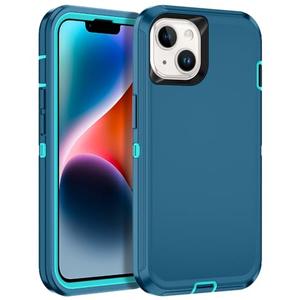 Casenplaza for iPhone 14 Case Heavy Duty Protective Shockproof Dropproof 3-Layer Full Body Protection [Without Screen Protector] Tough Rugged Cover for Apple iPhone 14 6.1",Turquoise