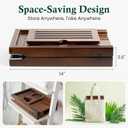 Teak Bathtub Tray, Bath Caddy with Wine Glass Holder, Phone Dock & Book Stand | Hands-Free Reading & Ultimate Spa Relaxation Experience-Brown