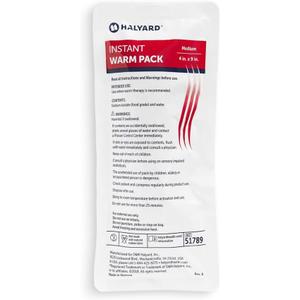 HALYARD Hot Compress Disposable Instant Warm Packs Heat Therapy Pain Relief 4 x 9 Inches, 24 Packs Per Case - 51789