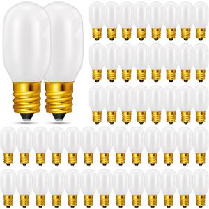 Honoson 50 Pieces Christmas Village Light Bulbs 6 W Replacement Bulbs, E12 Candelabra Base T20 Bulb Accessory for Villages Houses Dept 56, Christmas Tree