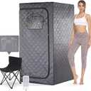 Gollense Portable Infrared Sauna for Home Spa | Full Size 1 Person Sauna | Full Body Personal Far Infrared Sauna Tent 5.5ft Tall | with Heating Foot Pad, Portable Chair, Dark Grey
