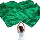 Jetec 2 Pcs 74"x55" Worship Flags for Dance Church Praise Dance Flag with Flexible Rod Semicircle Angel Wing for Outdoor Stage Performance Religious Activities(Green,Solid Color)