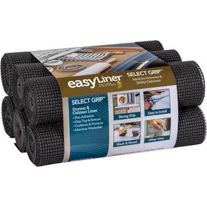 EasyLiner Select Grip Shelf Liner - Easy to Install & Cut to Fit - Non Slip, Non Adhesive, Drawer Shelf & Cabinet Liner for Kitchen, Bathroom, Pantry Cupboards, 20 in x 6 ft (6 Rolls), 36 ft, Black