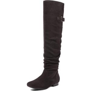 DREAM PAIRS Women's Suede Over The Knee Thigh High Winter Boots (5, Brown)