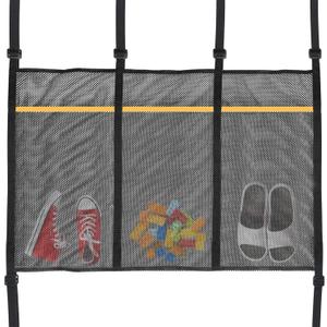 Trampoline Shoes Bag, 3 Pouch Storage Mesh Bag Trampoline Shoe Holder,Indoor Household Item Fitness Shoes Organizer, Trampoline Item Storage Accessories Equipment Bag, black