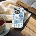 ChiCsFleur for iPhone 12 Pro Max Case, TPU Phone case with Camera Protection for Women Girls Teens - Blue Coastal Holiday Palm Shell Sailor Moon Collage Ocean Gift Vintage Sorority Aesthetic Unique