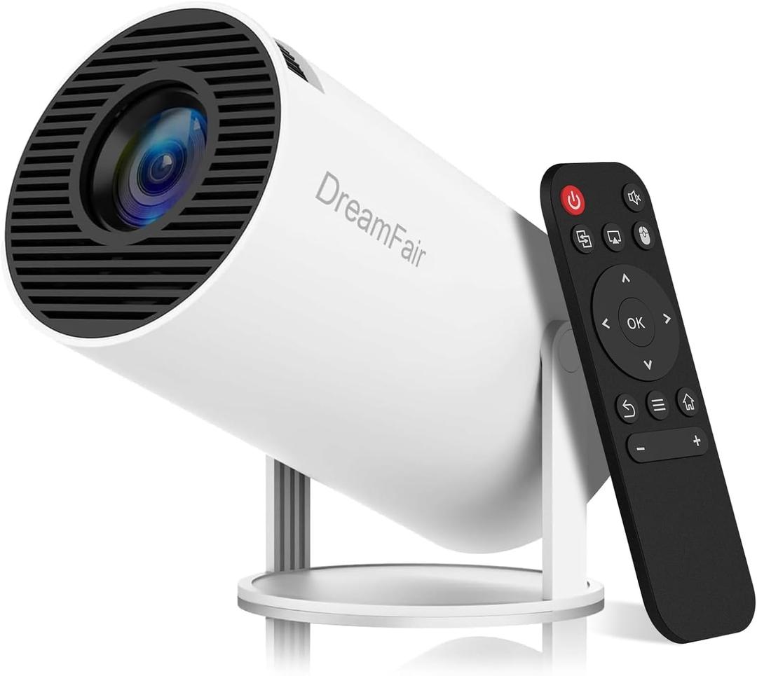 Mini Projector with WiFi and Bluetooth, 4K 1080P Support Portable Projector, 180ANSI, Android 13, Auto Keystone Correction, 30"-200" Screen Video Projector for Laptop, PC, Smartphone