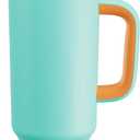 40 oz Tumbler with Handle and Straw: Stainless Steel Insulated Tumbler Keeps Cold for 24 Hours, Leakproof Travel Cup Fits in Cup Holder and BPA-Free, Soft Cyan