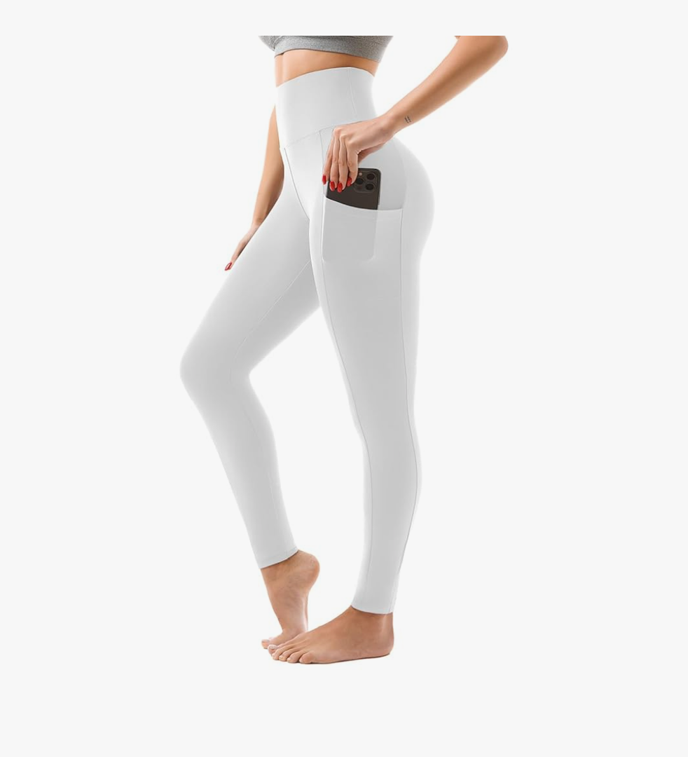 SINOPHANT High Waisted Leggings with Pockets Women, Full Length Capri Buttery Soft Stretchy Yoga Pants, S-M