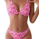 ZAFUL Women's 2 Piece Floral Print Swimsuit Triangle String High Cut Bikini Sets Bathing Suit Large