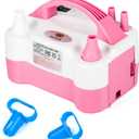 Electric Balloon Pump, Portable Electric Balloon Blower Machine Balloon Air Pump Dual Nozzle 110V 600W Balloon Inflator for Party Decorations (Pink)