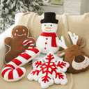 5 Pcs Christmas Throw Pillows Xmas Tree Gingerbread Man Snowflake Pillows Red White Stripe Candy Cane Peppermint Shape Cushion Stuffed Christmas Decoration for Home Sofa Bed Couch Party