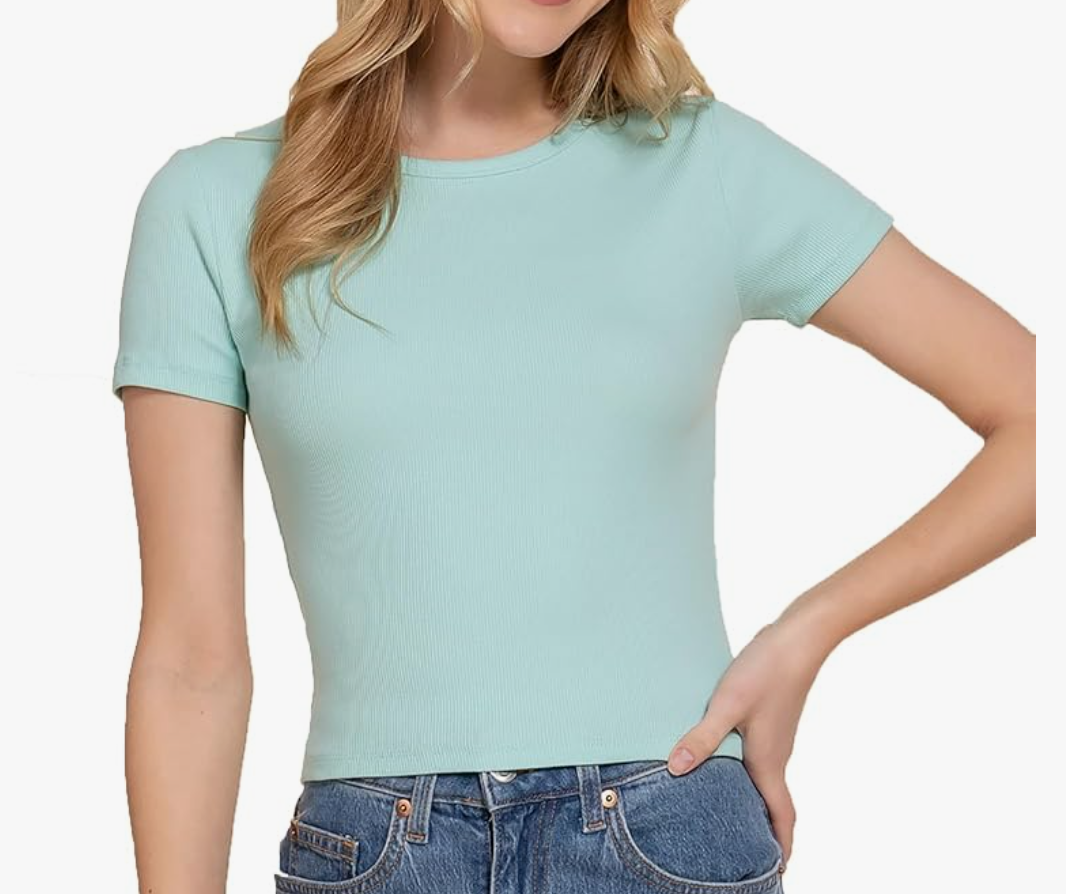 Women's Short Sleeve Cotton Span Rib Baby Tee, M