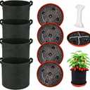 4 Pack Grow Bags 5 Gallon for Growing Strawberry Tomato Self Watering Planter Fabric Plant Grow Bag Come with Plastic Plant Saucer 300G Thickened Garden Pots to Grow Vegetables, Fruit, Flower