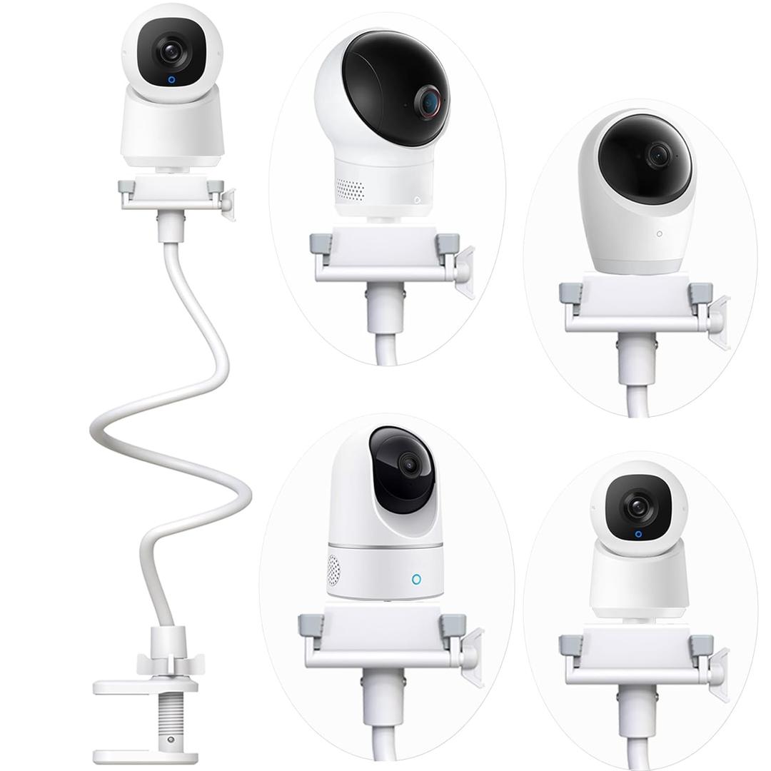 Flexible Baby Monitor Stand Mount Holder Compatible with eufy Security E30 / E220 / C220 / E21/ E110 / C2110 / T8417/ T8354/ T8300 Cameras Adjustable Baby Cameras Stand Clip Clamp Mount