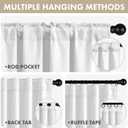 ANRODUO Rod Pocket and Back Tab Pleated Blackout Curtains with Hooks, Rings, White Curtains 54 Inches Long 2 Panels, Thermal Insulated Room Darkening Living Room Bedroom Curtain, 42x54 Inches