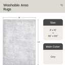 Valenrug Washable Rugs 8x10 - Non Slip 8x10 Area Rugs for Living Room, Stain Resistant Area Rugs for Bedroom, Foldable Machine Washable Area Rug(8'x10', Grey)